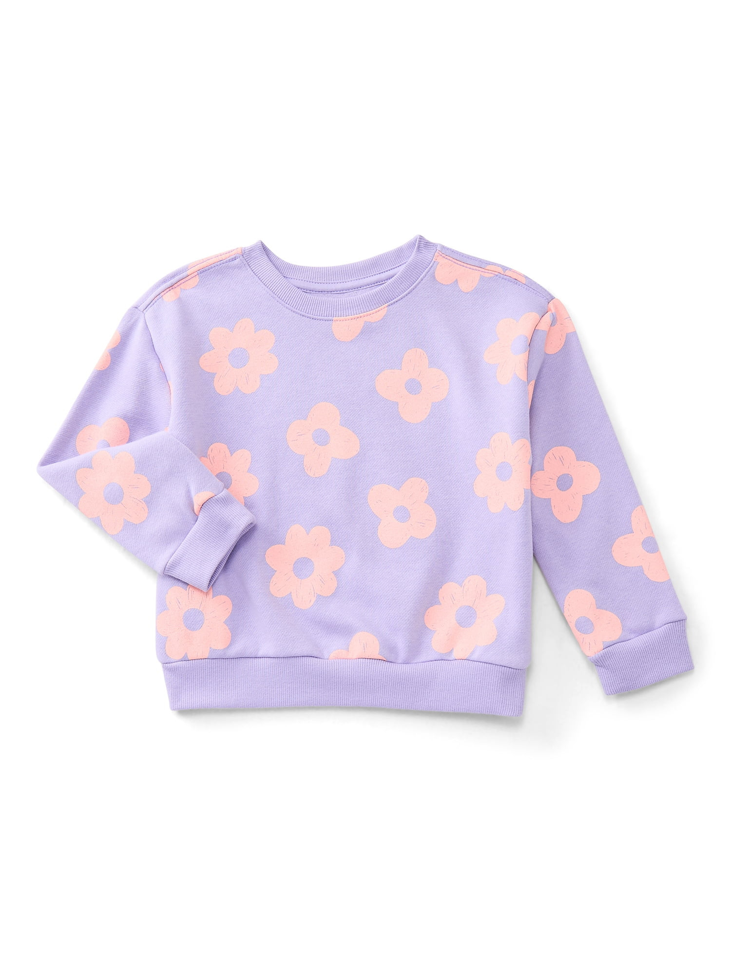 Wonder Nation Toddler Girls Fleece Sweatshirt with Long Sleeves, Sizes 2T-5T | Walmart (US)