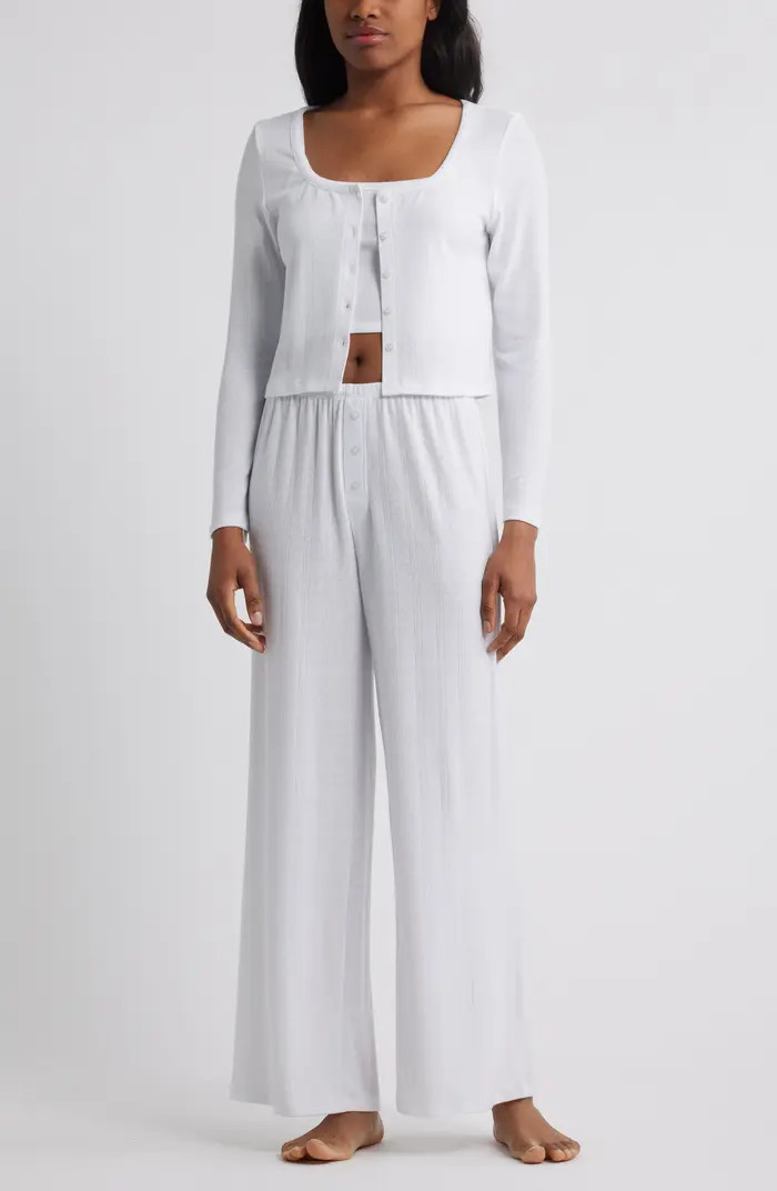 3-Piece Pointelle Knit Pajamas | Nordstrom