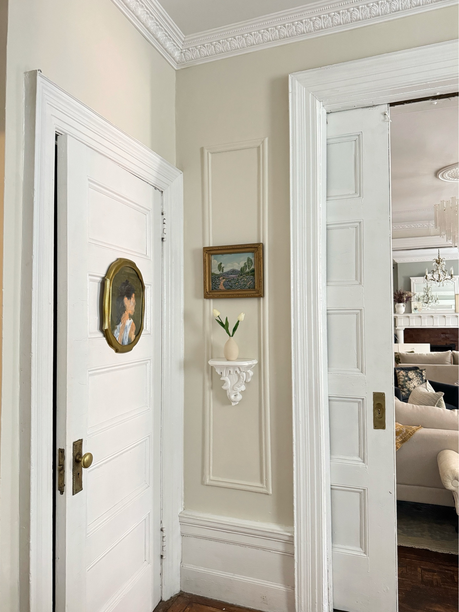 Tiny wall shelf, faux tulips, off white paint 

#LTKHome