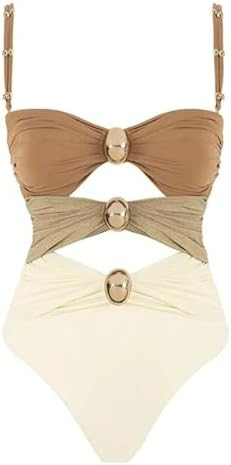 QJQ Women's One Piece Swimsuit Tummy Control Cut Out Color Block Adjustable Straps Slimming Bathi... | Amazon (US)