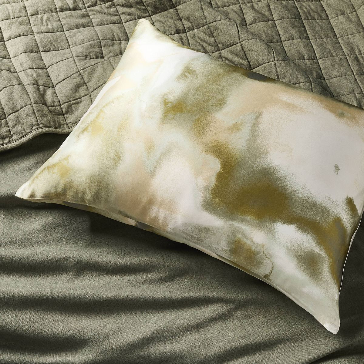 Standard Silk Pillowcase Green Watercolor - Casaluna™ | Target