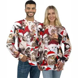 Joyfy Unisex Christmas Sweatshirt, Ugly Christmas Sweaters, Funny Meowy Crewneck Christmas Pullov... | Target