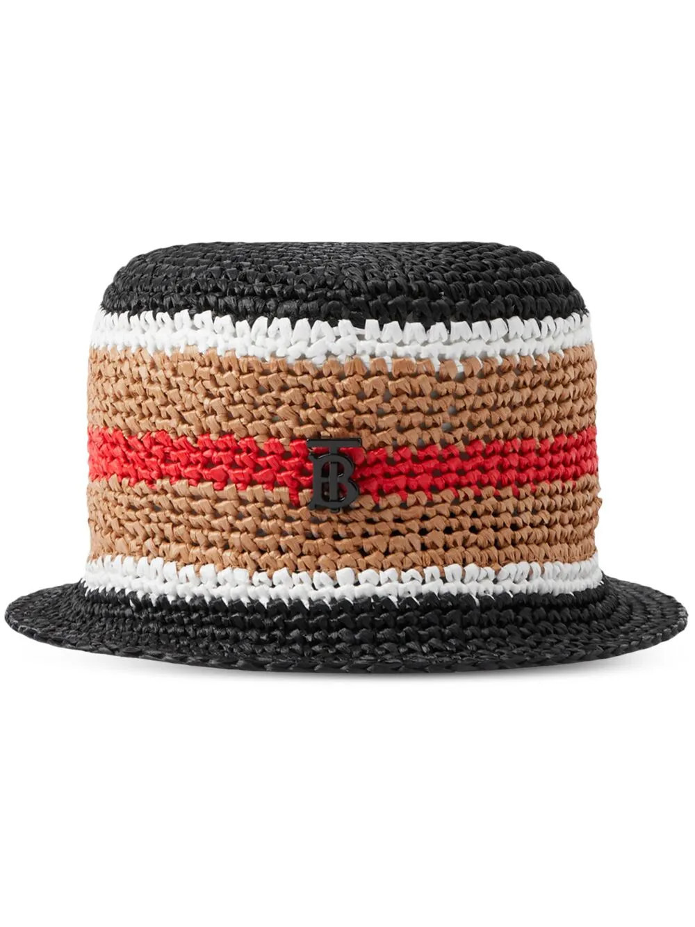 Burberry striped raffia bucket hat - Black | Farfetch Global