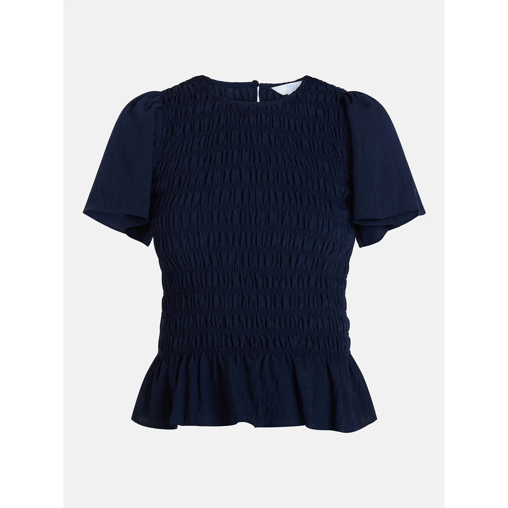 Time and Tru Women's Smocked Top with Peplum Hem, Sizes XS-XXXL | Walmart (US)