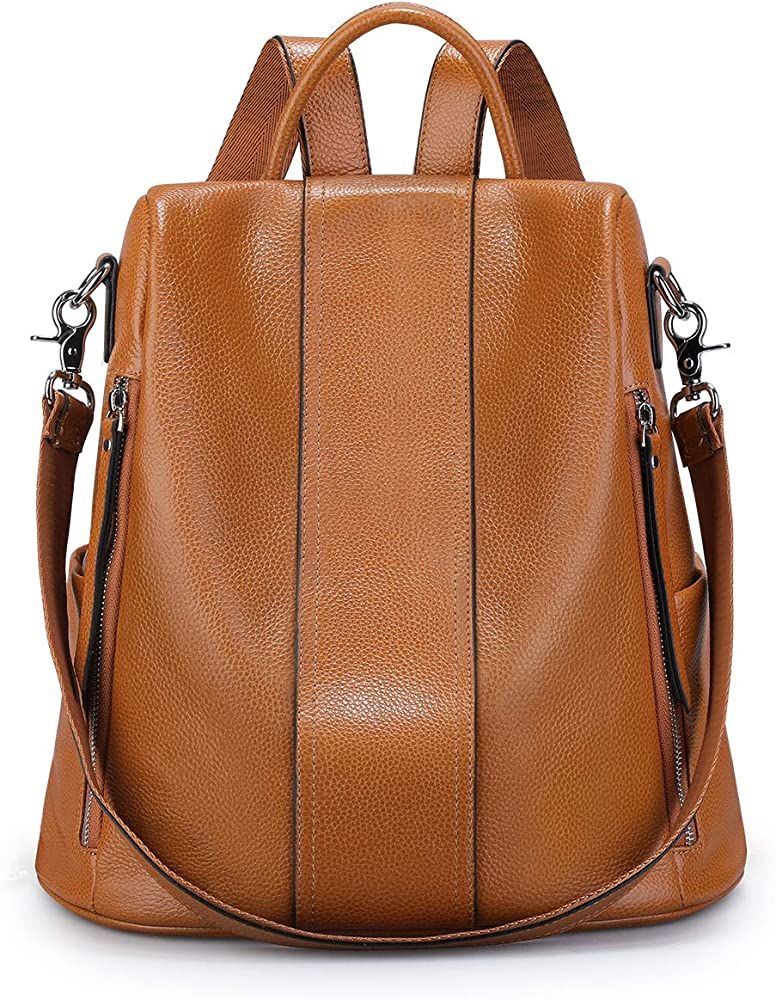 S-ZONE Women Soft Leather Backpack Antitheft Rucksack Ladies Shoulder Bag Medium | Amazon (US)