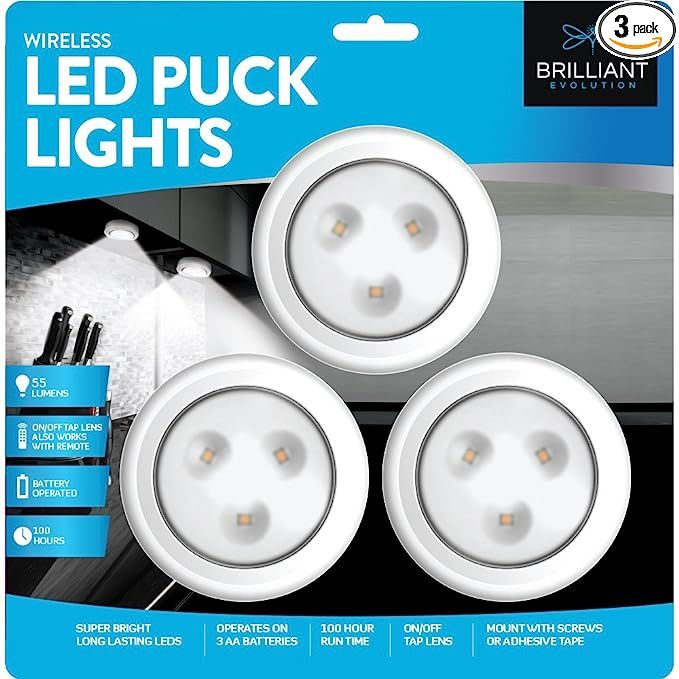 Brilliant Evolution Wireless LED Puck Light 3 Pack | Works with Remote Control | LED Under Cabine... | Amazon (US)