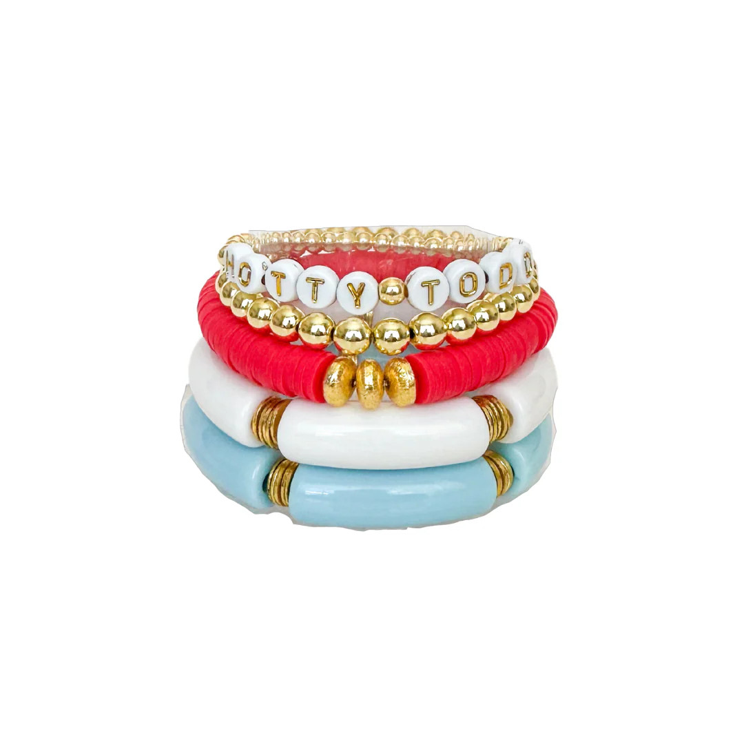 Red and Blue Stack | Cocos Beads and Co