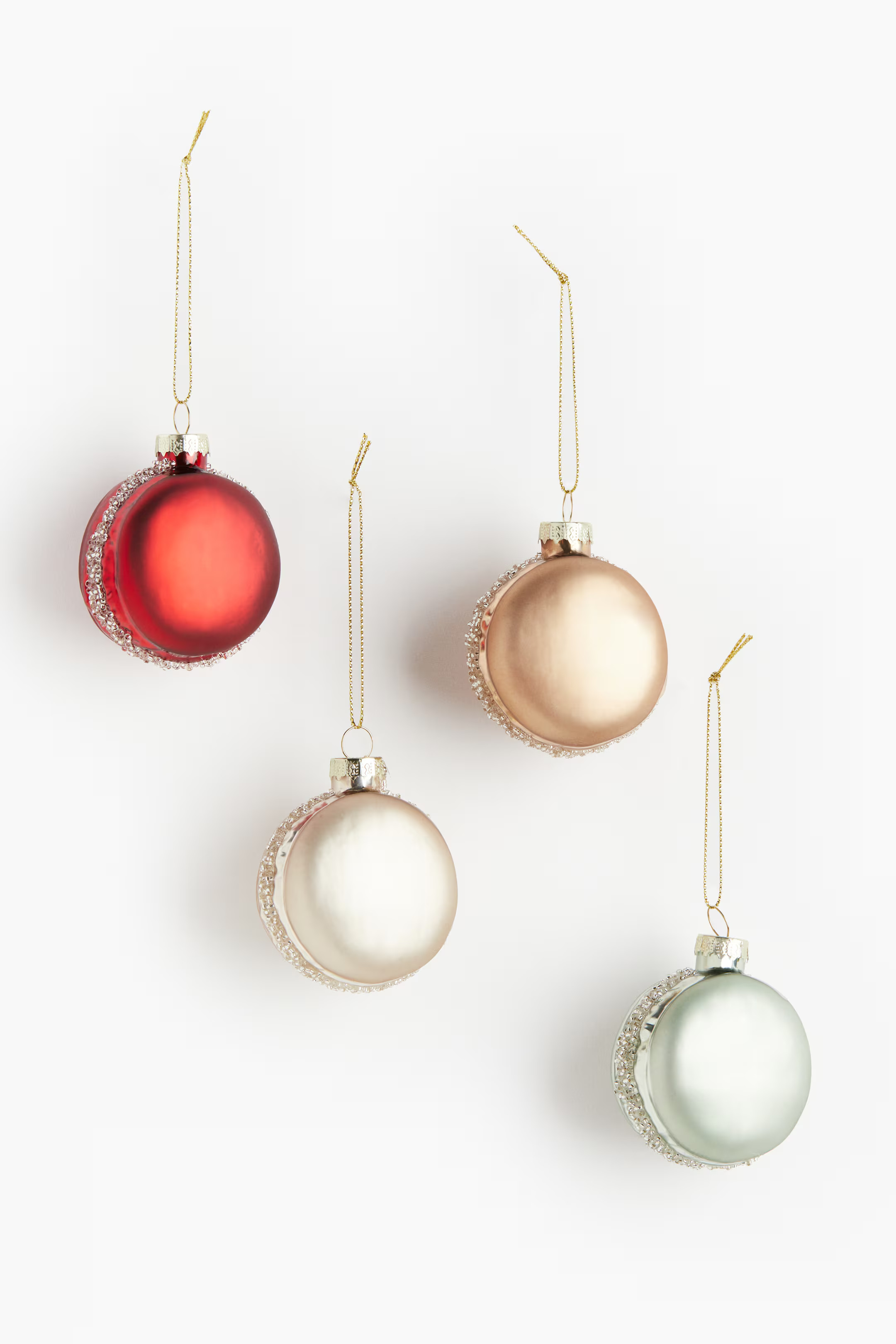 4-pack Macaron Christmas Ornaments - Dark red/light green - Home All | H&M US | H&M (US + CA)