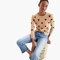 Everyday cashmere crewneck sweater with intarsia-knit hearts | J.Crew US