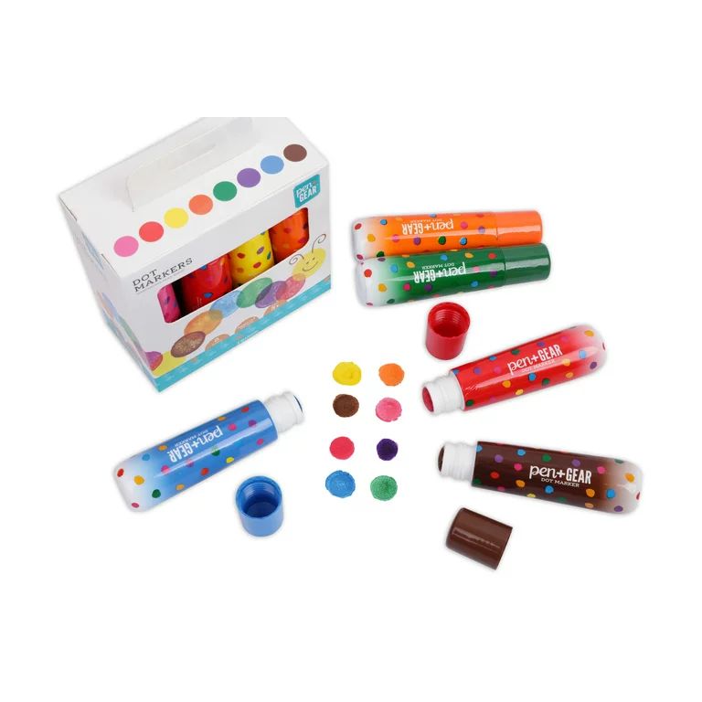 Pen + Gear Washable Dot Marker, Washable Marker, 8 Count, Ages 3+, Assorted Colors - Walmart.com | Walmart (US)