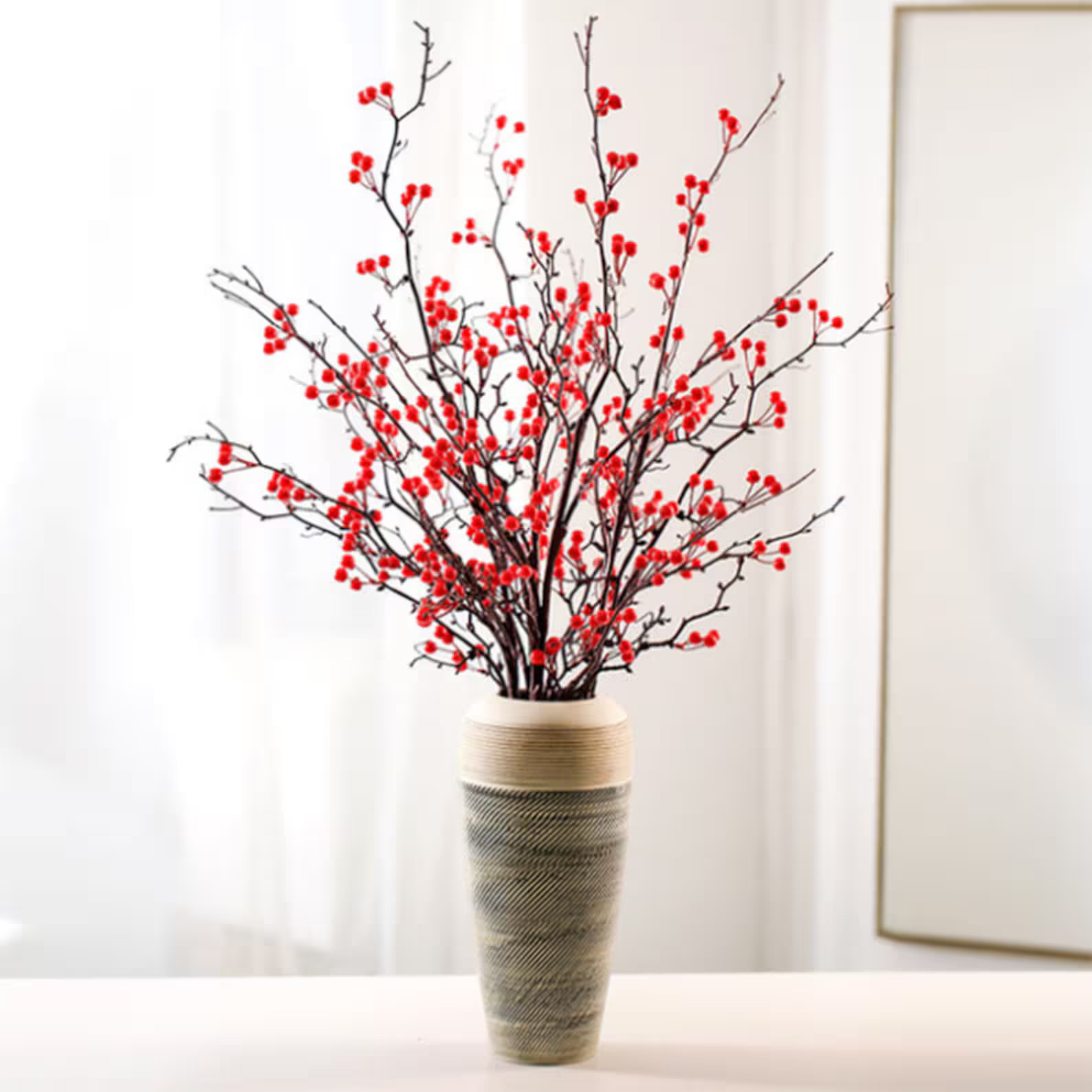 Artificial Red Berry Stem, Fake Holly Branch, Faux Twig With Small Fruit, Home Floral Decor, Part... | Etsy (US)