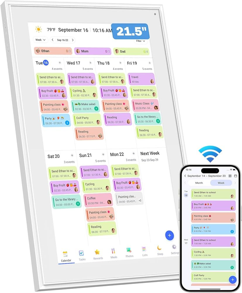 Canupdog 21.5 Inch Digital Calendar, Electronic Planner & Chore Chart with 1920x1080P IPS Touchsc... | Amazon (US)