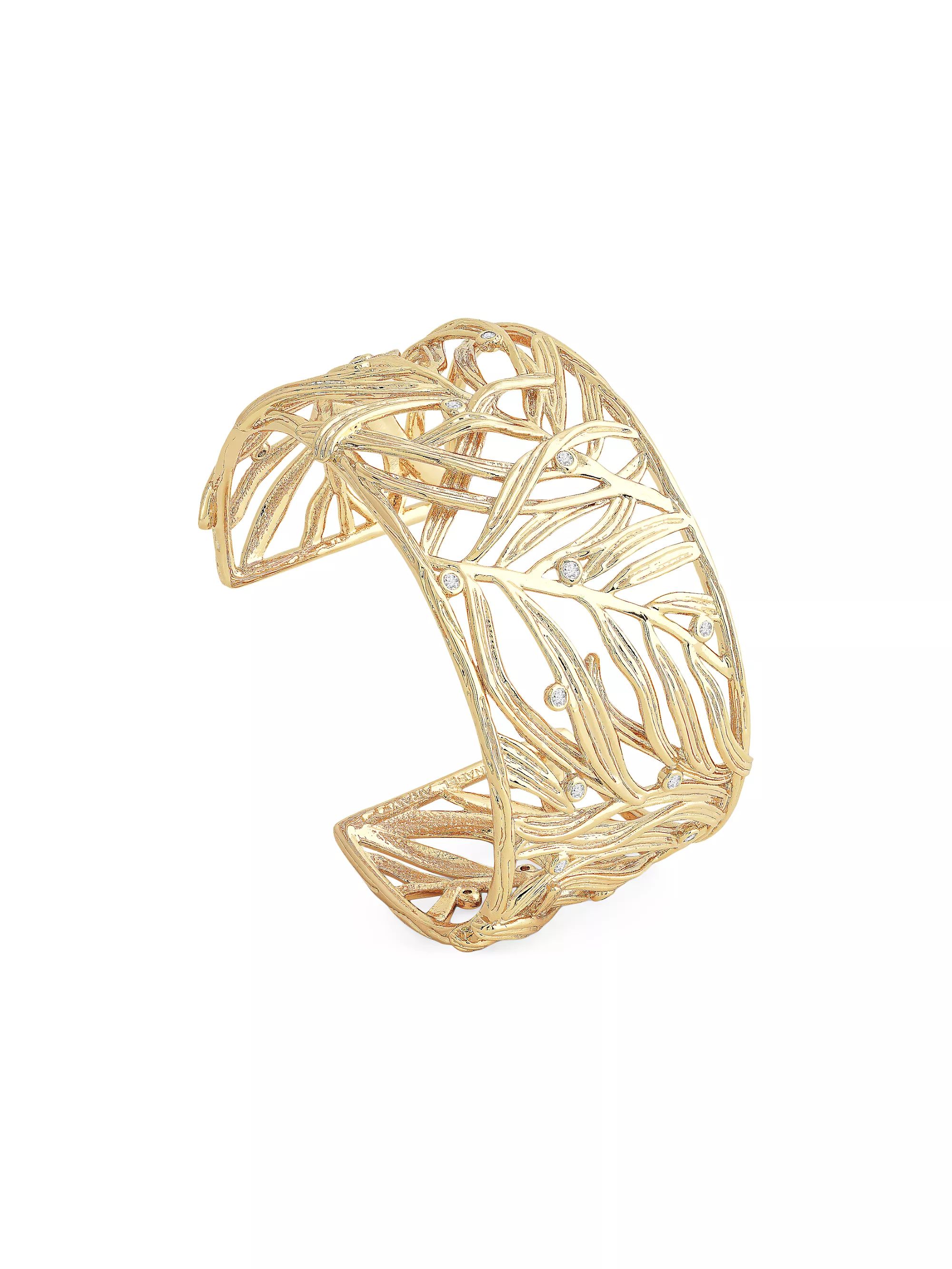 Palm 18K-Gold-Plated & Cubic Zirconia Cuff | Saks Fifth Avenue