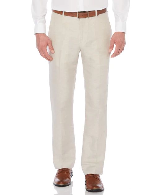 Tall Linen Cotton Herringbone Suit Pant | Perry Ellis
