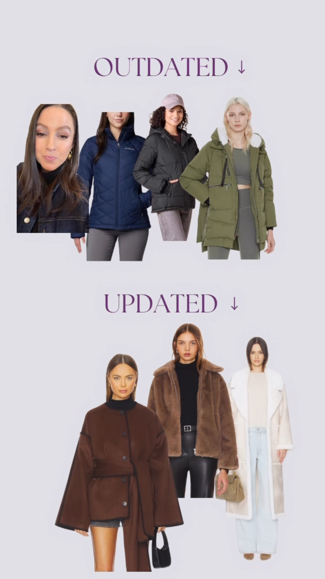 Don’t let a puffer coat ruin an otherwise great look! Modern options below! 