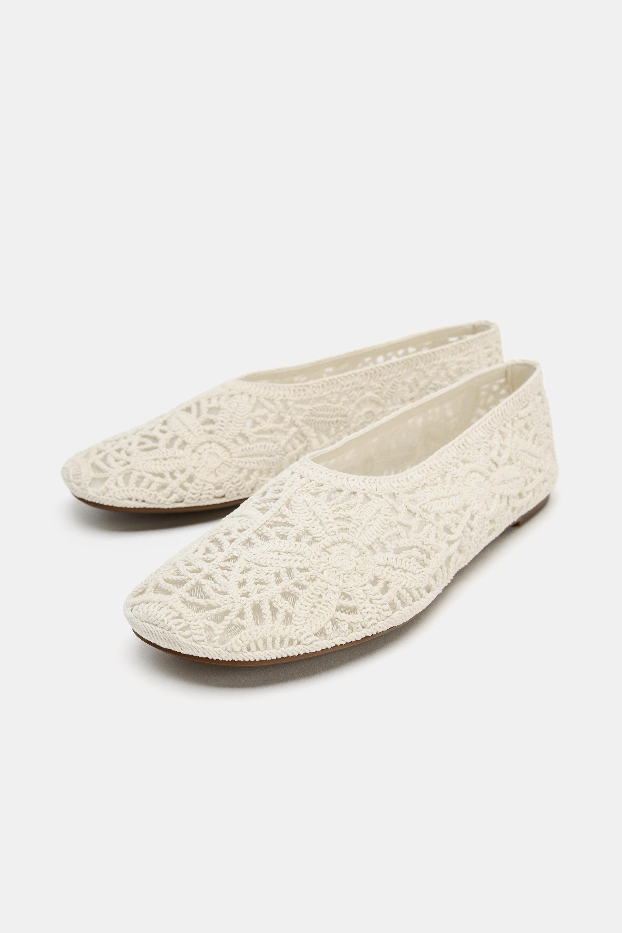 FLORAL CROCHET BALLET FLATS | Zara FR