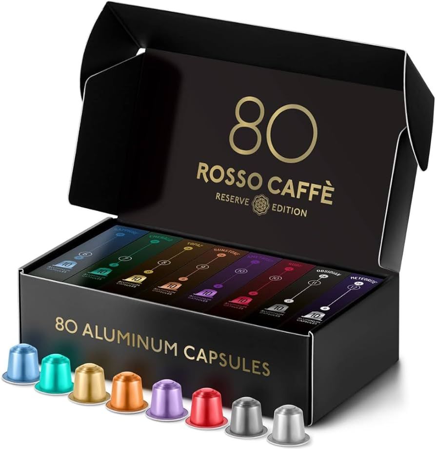 ROSSO CAFFE Espresso Coffee Pods for Nespresso Machines - Reserve Edition - 80 Aluminium Capsules... | Amazon (US)