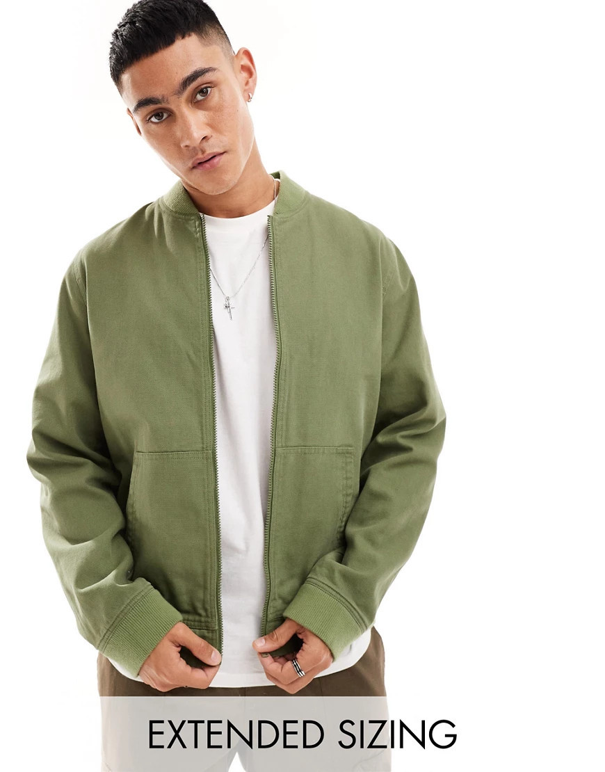 ASOS DESIGN washed bomber jacket in green | ASOS (Global)