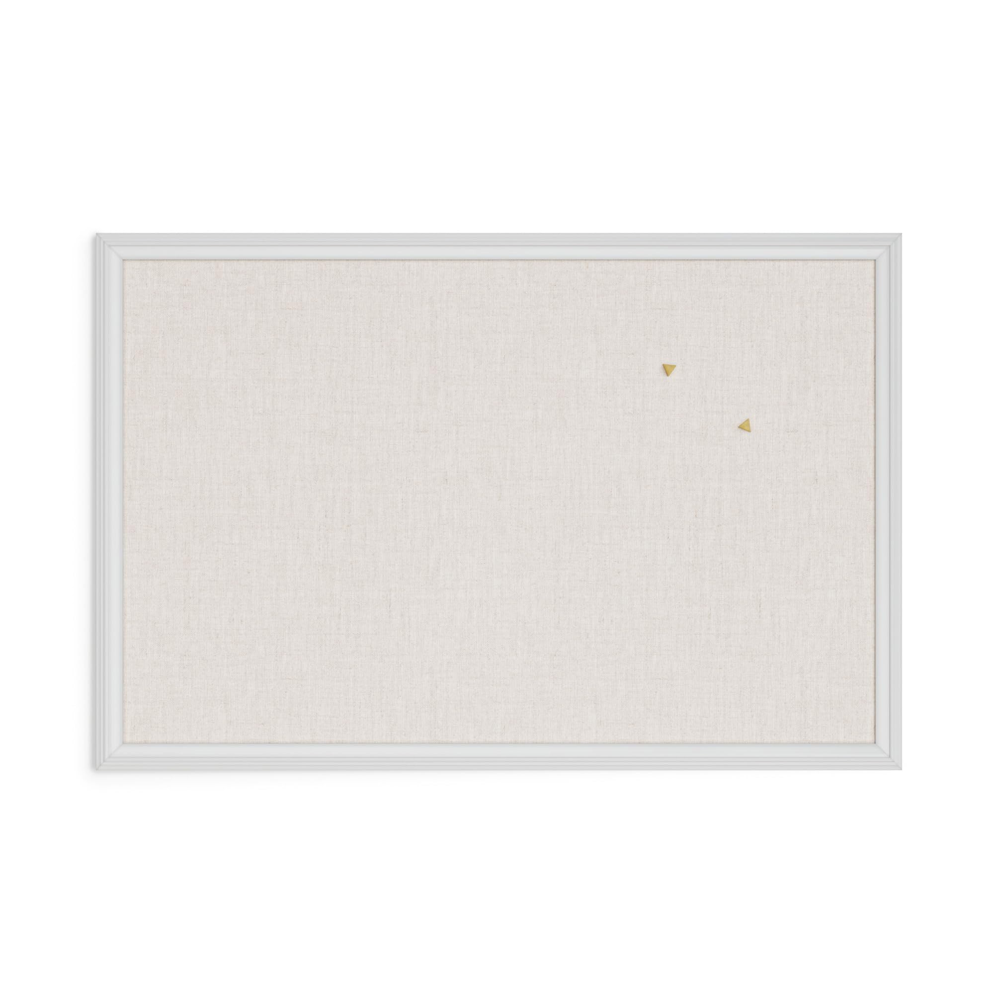 U Brands Farmhouse Linen Bulletin Board, 30" x 20", White Wood Style Frame, Includes Push Pins | Amazon (US)