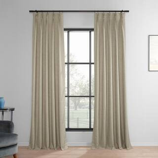 Light Beige Performance Linen Curtains Pleated 25 in. W x 96 in. L Pinch Pleat Hotel Blackout Curtains (Single Panel) | The Home Depot