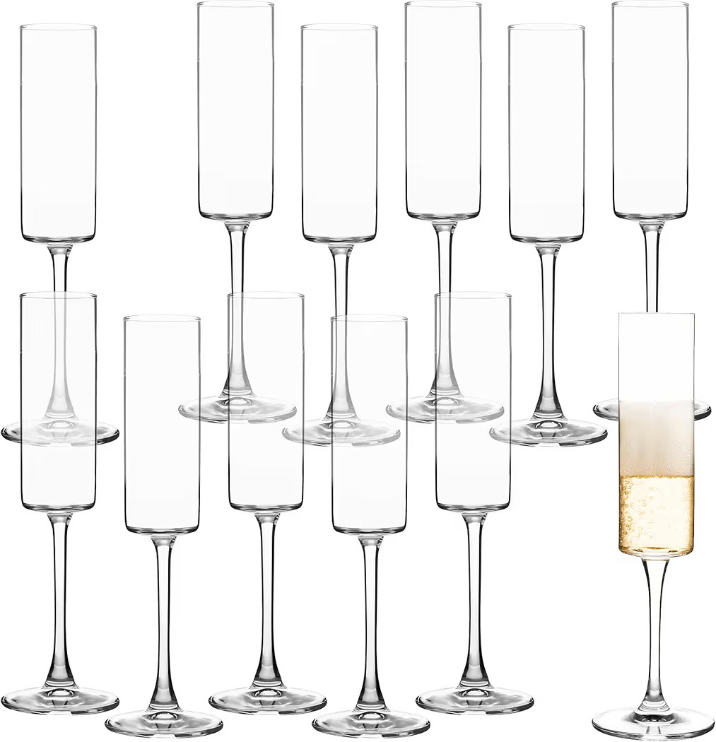 UMEIED Champagne Flutes, 6oz Edge Champagne Glasses Set of 12 with Long Stem - Sparkling Wine Gla... | Amazon (US)