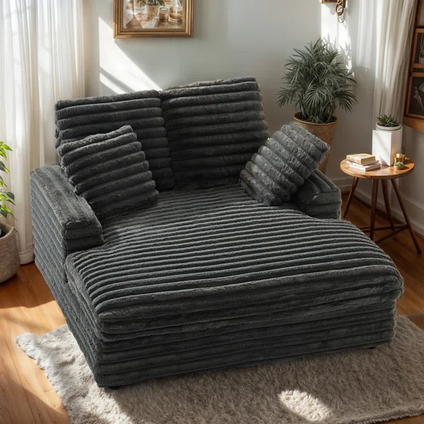 52''W Cloud Sleeper Oversized Chaise Lounge Plush Upholstered Sofa with 4 Pillows for Livingroom ... | Wayfair North America