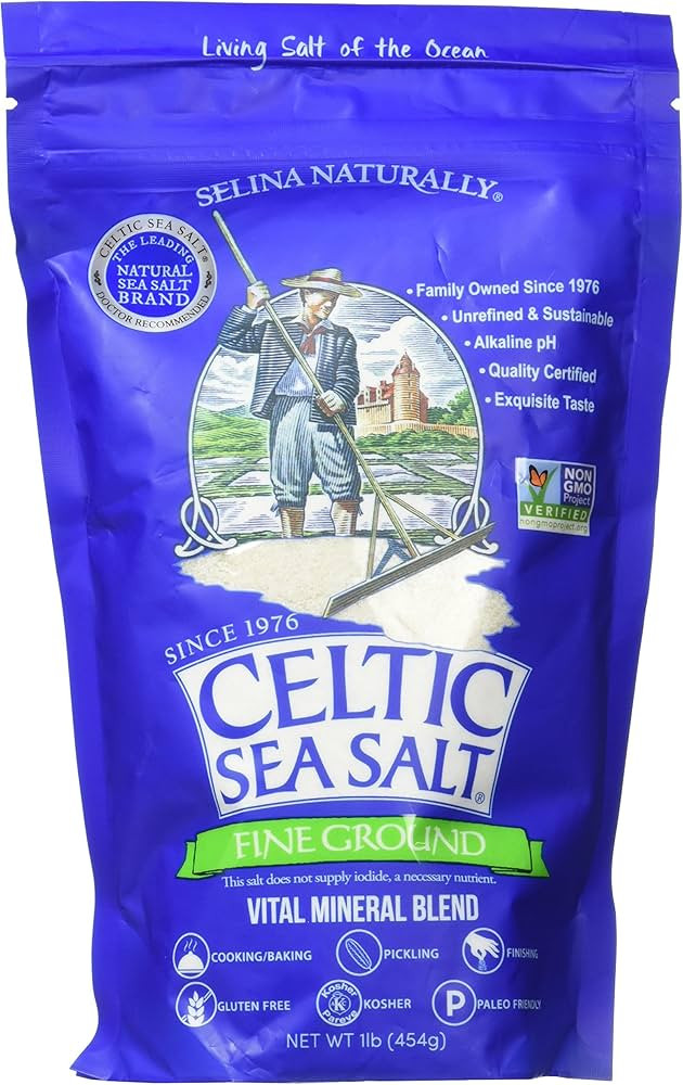 Amazon.com : Fine Ground Celtic Sea Salt – 16 Ounce (Pack of 1) Resealable Bag of Nutritious, C... | Amazon (US)