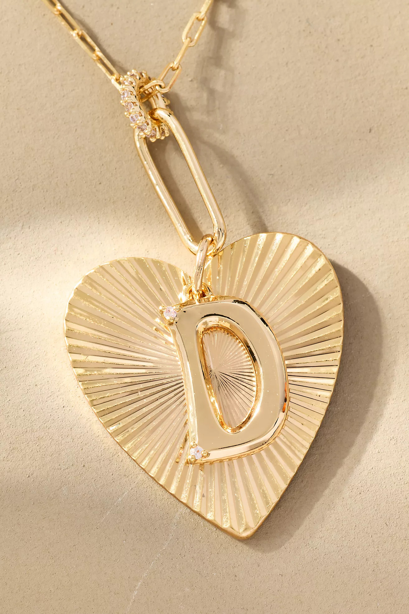 Fluted Heart Pendant Monogram Necklace | Anthropologie (US)