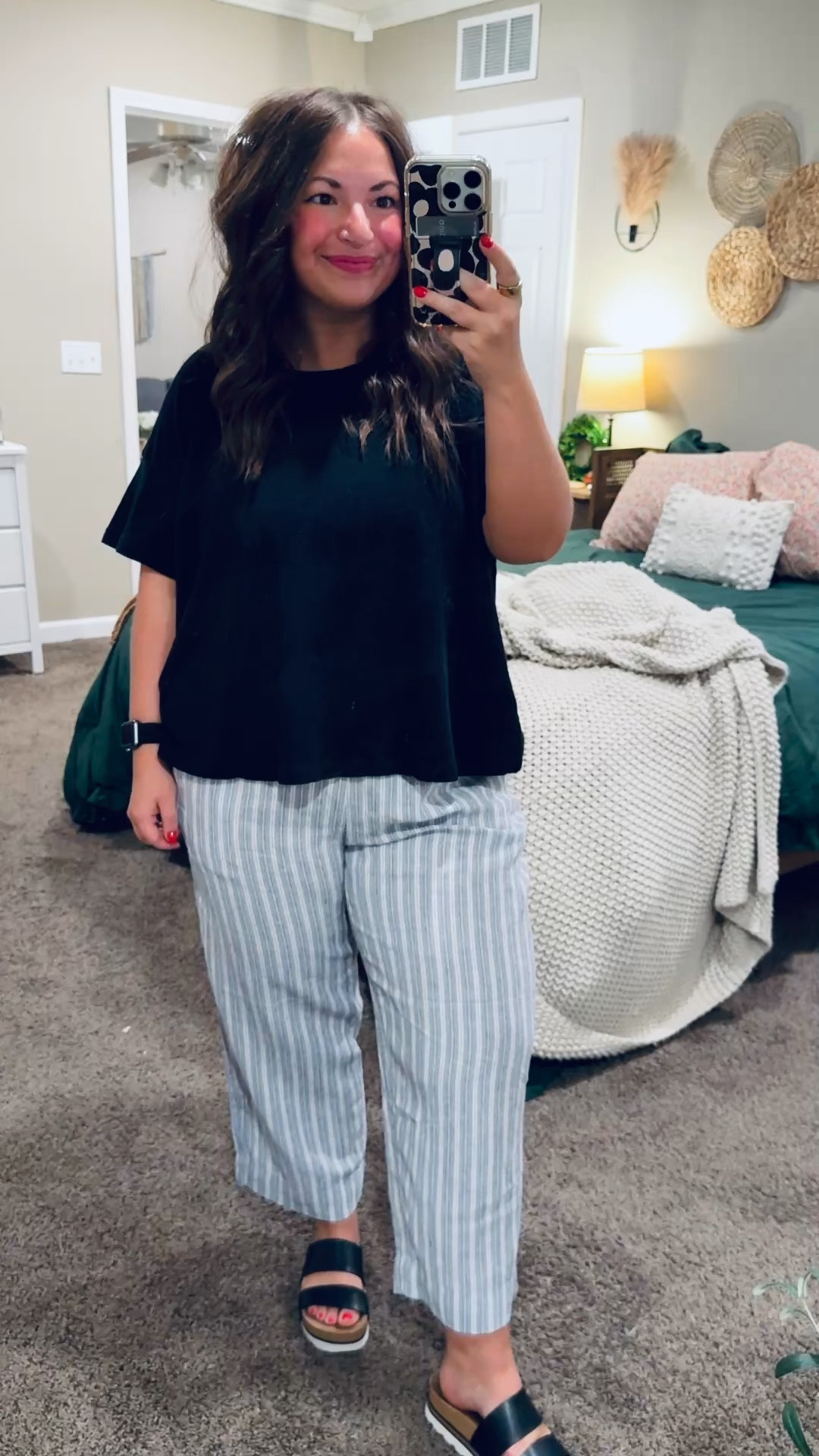 Striped pants have become my favorite for spring 🌷🤍 Light, breezy, and such an easy way to add a little pattern to your everyday look. Pair with a simple tee or lightweight sweater and you’re set.

sandals: fit true to size // wearing a 5
pants: fit small // wearing a regular large
tee: fits true to size // wearing an XL (kind of a boxy cropped fit) 

 

#LTKootd #LTKMidsize #LTKWorkwear