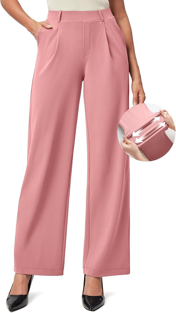 IUGA Womens Dress Pants Wide Leg Pull On Stretchy Work Pants Women High Waisted Business Casual T... | Amazon (US)