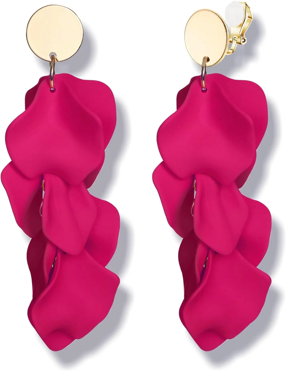 Rose Petal Dangle Clip On Earrings Acrylic Earrings Red Earrings For Women Flower White Black Hot... | Walmart (US)