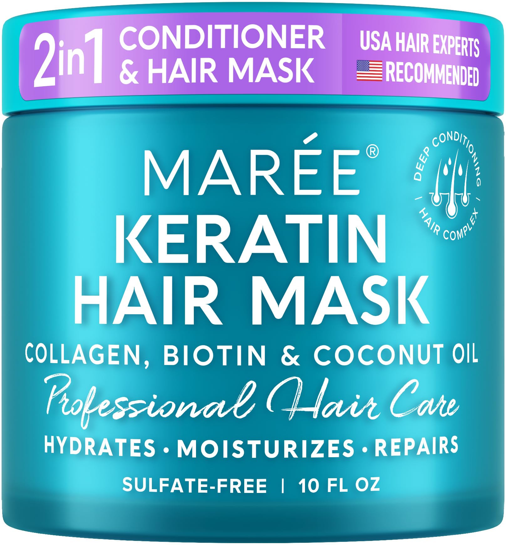 MAREE - Mascarilla capilar para cabello dañado, acondicionador de tratamiento capilar con querat... | Amazon (US)