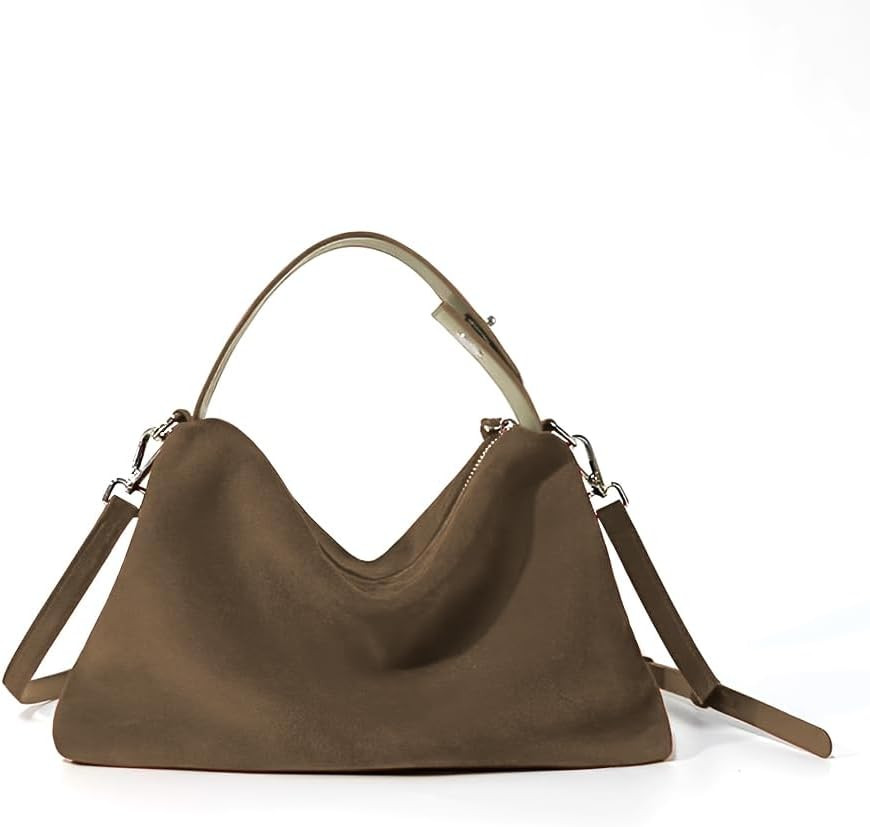 VAKAER Suede Tote Bag for Women, Suede Leather Crossbody Bag with Adjustable Strap Nubuck Shoulder Satchel Hobo Purse | Amazon (US)