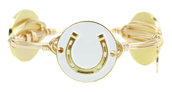 The Horseshoe Bangle Bracelet - White | Bourbon and Boweties