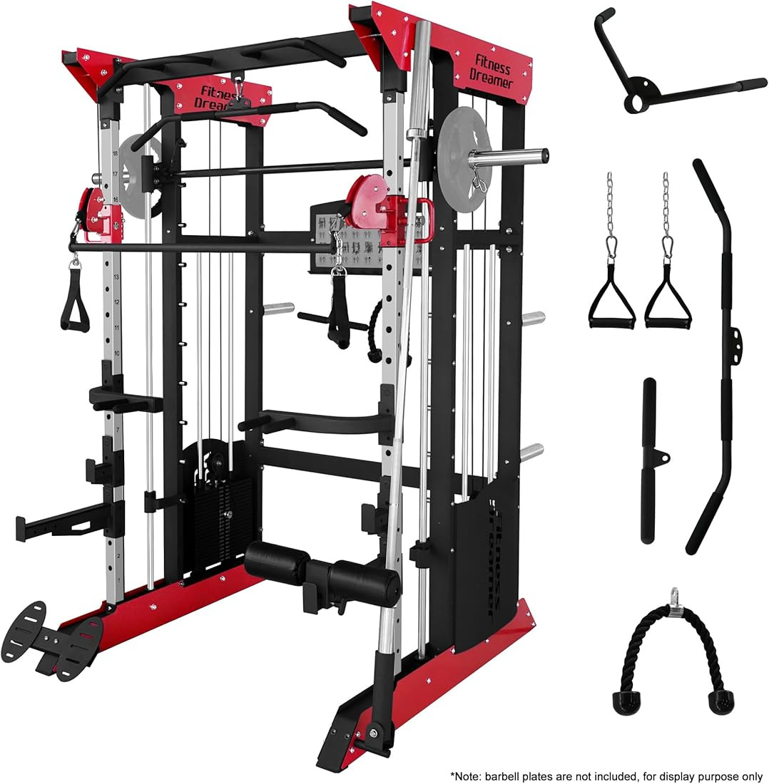 Commercial Home Gym Smith Machine, Strength Training Cage, LAT Pull-Down, Squat Rack, Leg Hold-Do... | Amazon (US)