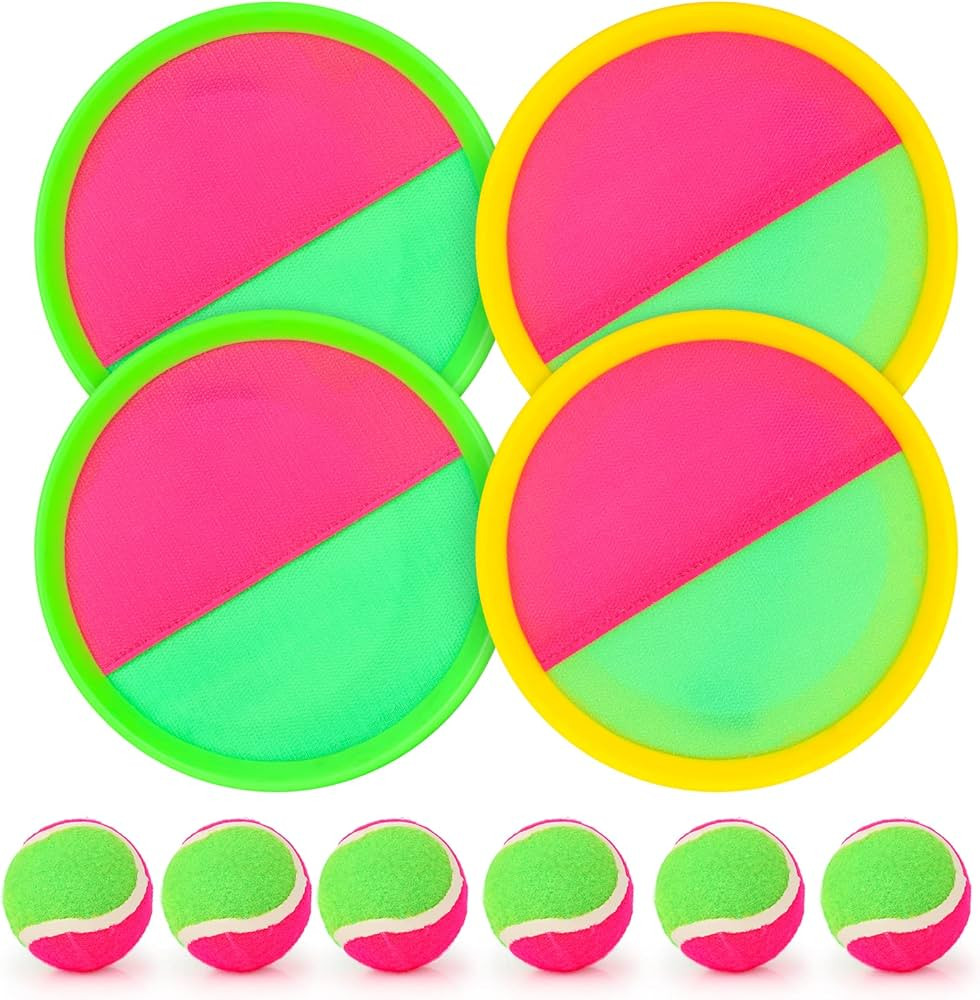 Toss and Catch Ball Set Catch Game Toys with 4 Paddles 6 Balls and 1 Storage Bag, Ball Sports Toy... | Amazon (US)