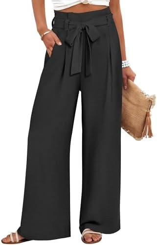 ANRABESS Womens Wide Leg Palazzo Pants Belted High Waisted Business Casual Flowy Long Trousers wi... | Amazon (US)
