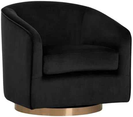MAKLAINE 19" Modern Fabric Barrel Back Swivel Lounge Chair in Black | Amazon (US)