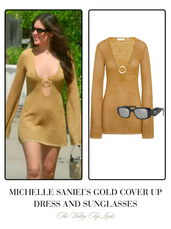 Michelle Saniei's Gold Cover Up Dress and Sunglasses 

 