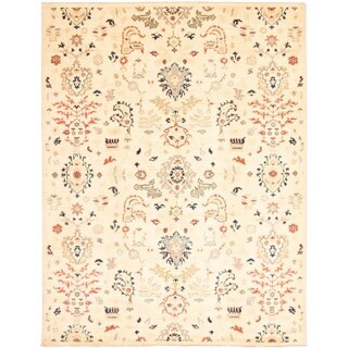 Hand-knotted Peshawar Oushak Ivory Wool Rug | Bed Bath & Beyond