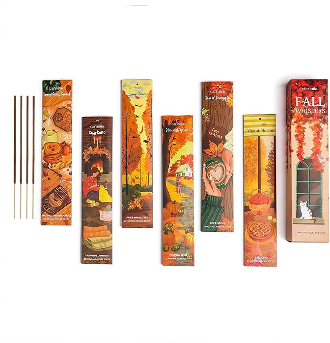 Carnatia Fall Whispers Incense Set – 6 Autumn Scents for Seasonal Warmth | Cozy Comfort & Invit... | Amazon (US)