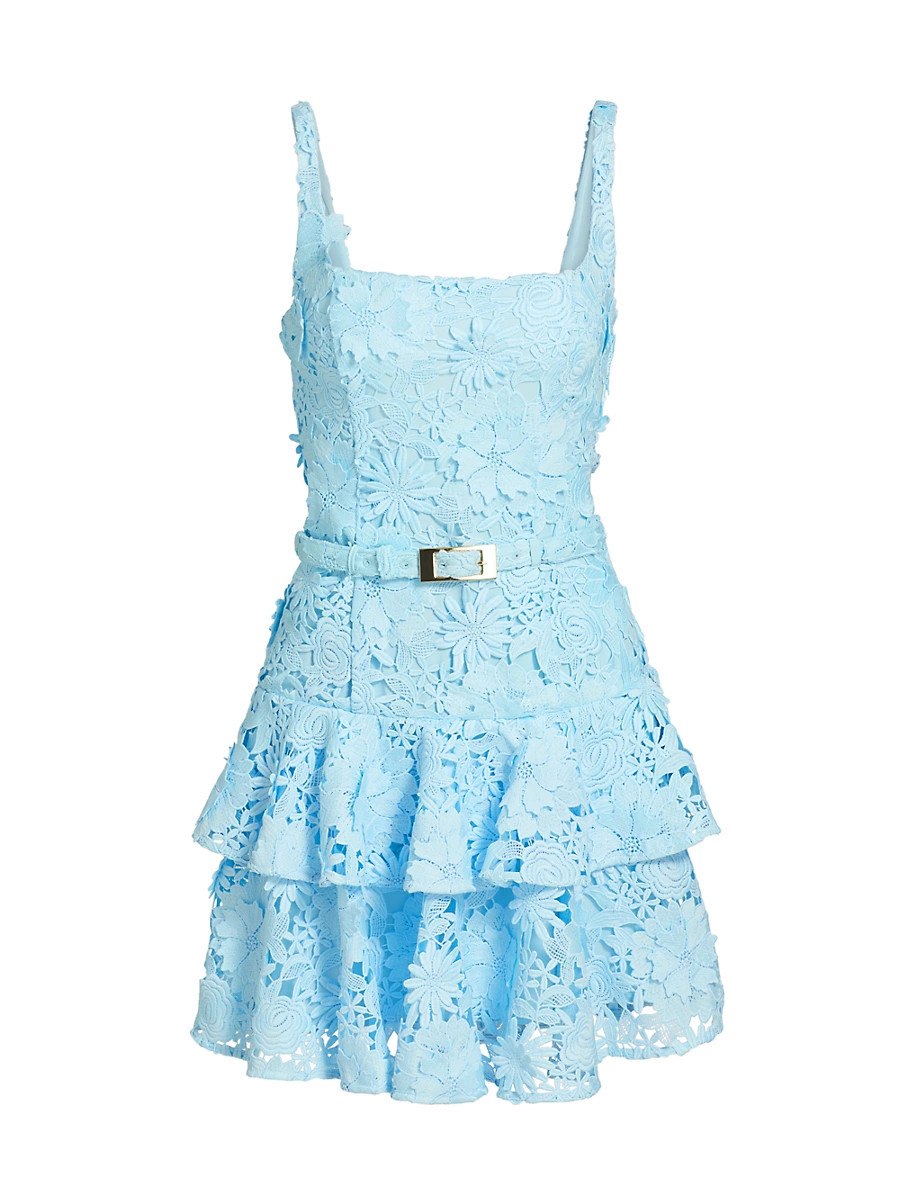 Women's Lisette 3D Guipure Lace Minidress - Blue Breeze - Size Small | Saks Fifth Avenue
