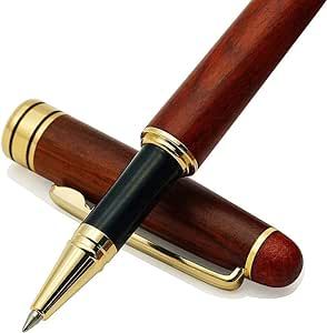 Genuine Rosewood Ballpoint Pen Writing Set - Extra 2 Black Ink Refills - Fancy Nice Gift Wooden P... | Amazon (US)
