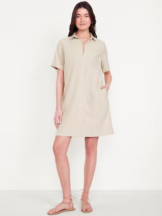 Linen-Blend Mini Shirt Dress | Old Navy (US)