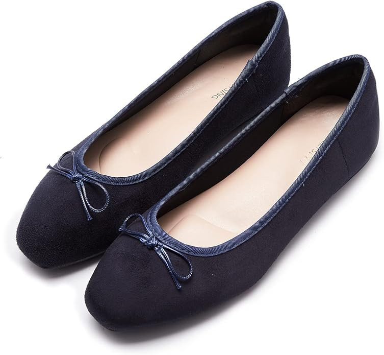 Women's Round Toe Ballet Flats Comfortable Bow Dressy Flats Shoes for Women | Amazon (US)