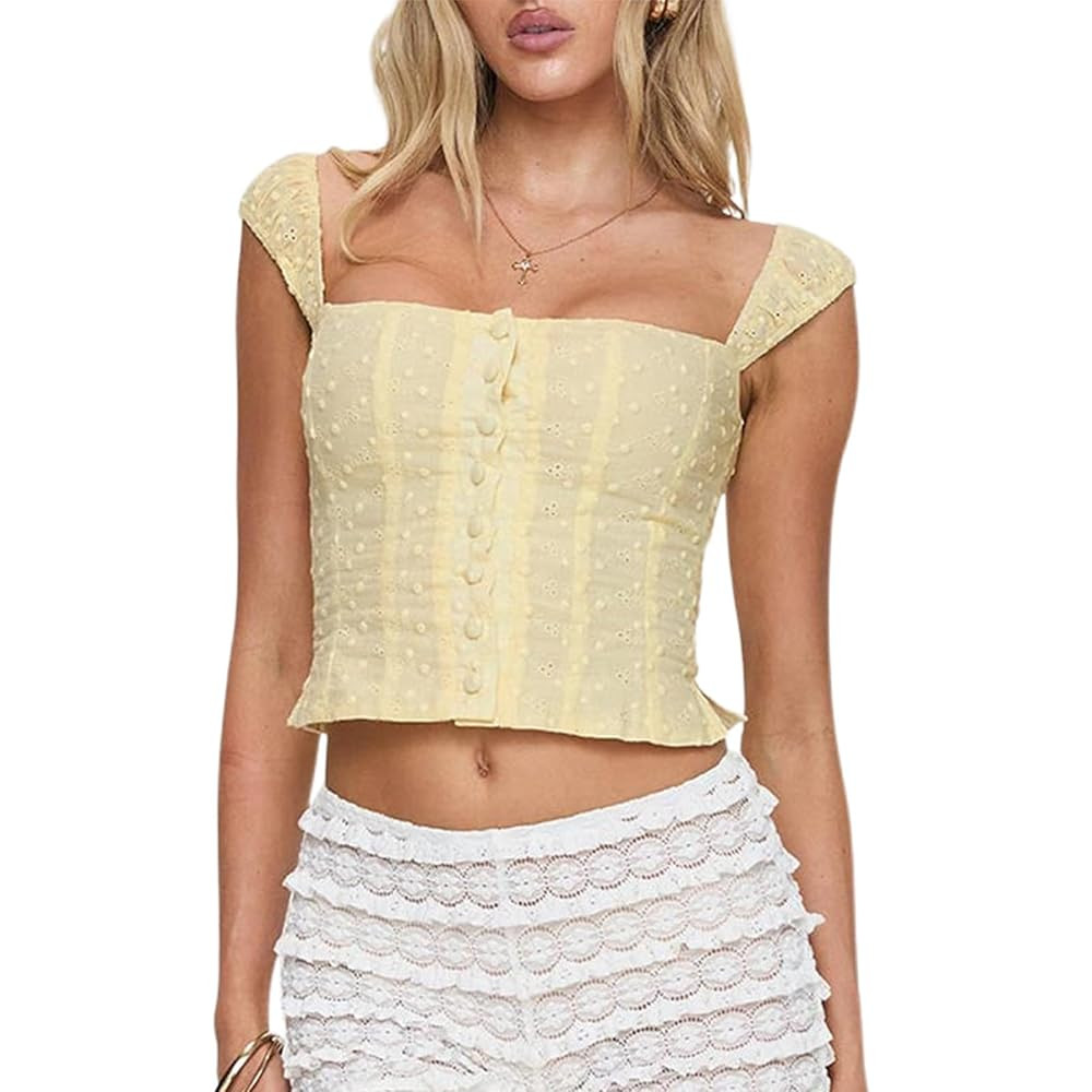 Womens Slim Fit Camisole Tank Top Vest Y2k Embroidered Summer Going Out Aesthetic Cami Sleeveless... | Amazon (US)