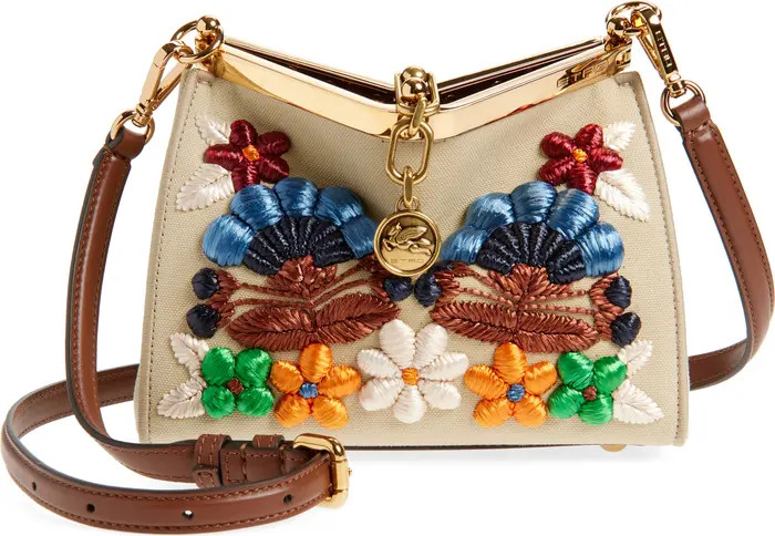 Etro Small Vela Floral Embroidered Raffia Shoulder Bag | Nordstrom | Nordstrom