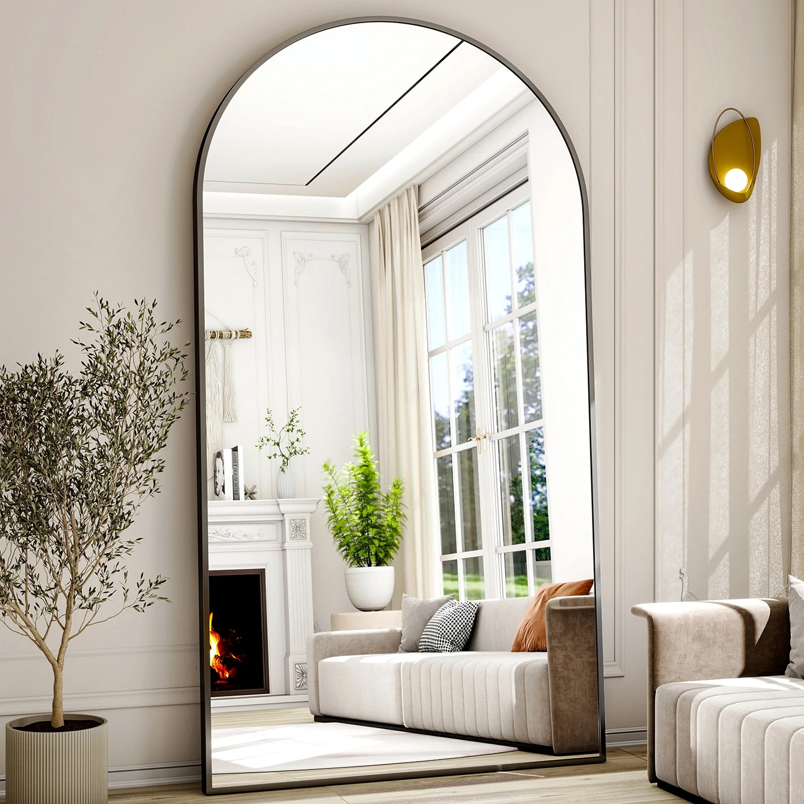 Cenovo 78"x 38" Arched Full Length Mirror Full Body Floor Mirrors, Black - Walmart.com | Walmart (US)