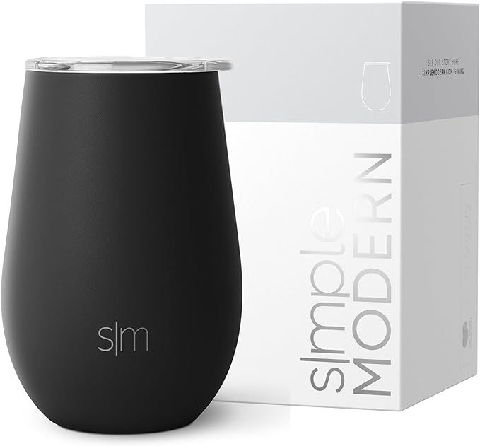 Simple Modern Wine Tumbler with Lid | Cute Stemless Glass Cup with Press-In Lid | Insulated Stain... | Amazon (US)