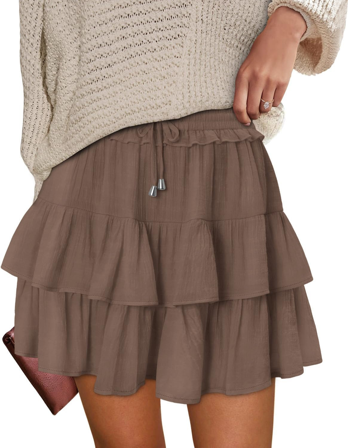 onlypuff Flowy Shorts for Women Ruffle Skorts Tiered Teen Girls Country Concert Outfits Golf Tennis Skort Under Sweater Skirt | Amazon (US)